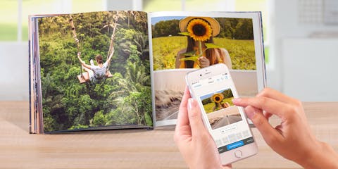 Create a photo book with your snaps from Facebook & Co. 