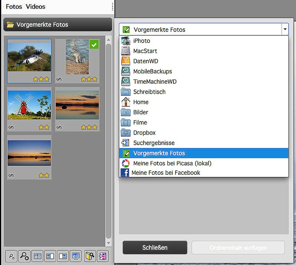 Foto's selecteren met de Pixum Fotoshow