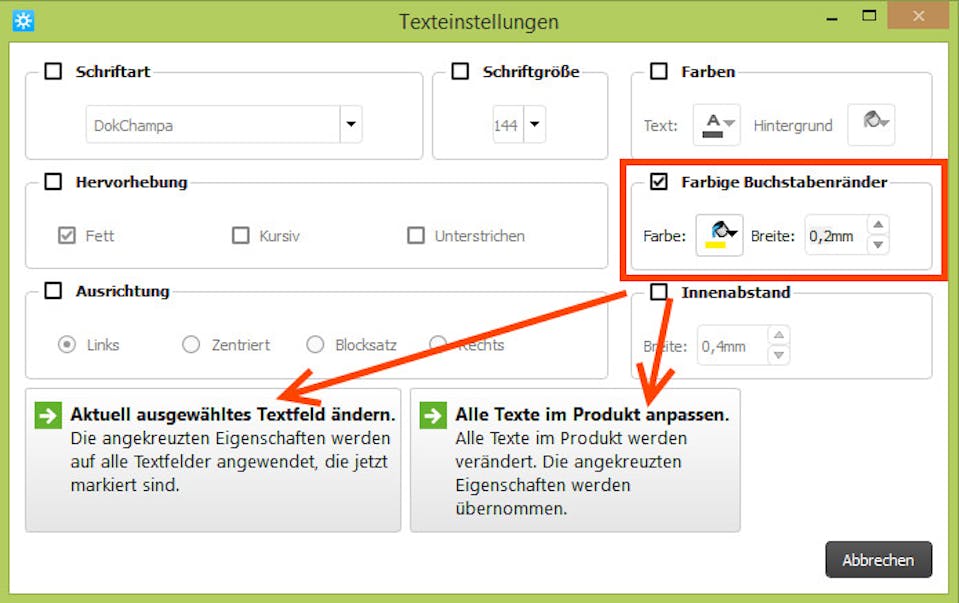 Schriftstile und die farbige umrandung von buchstaben Schriftstile und die farbige Umrandung von Buchstaben